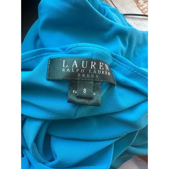 Lauren Ralph Lauren Teal Knot Front Dress – Size 8 - Picture 4 of 8